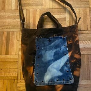 Stylish Tie-Dye Tote Bag with Denim Patch